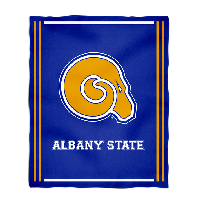 Albany State Rams ASU Vive La Fete Kids Game Day Blue Plush Soft Minky Blanket 36 x 48 Mascot