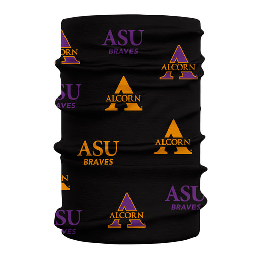 Alcorn State University Braves Neck Gaiter Black All Over Logo ASU - Vive La Fête - Online Apparel Store
