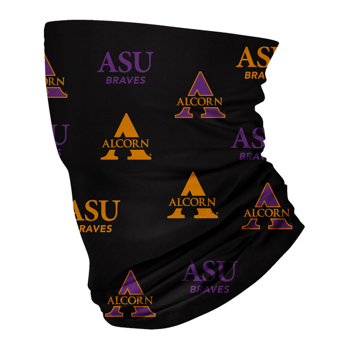 Alcorn State University Braves Neck Gaiter Black All Over Logo ASU - Vive La Fête - Online Apparel Store