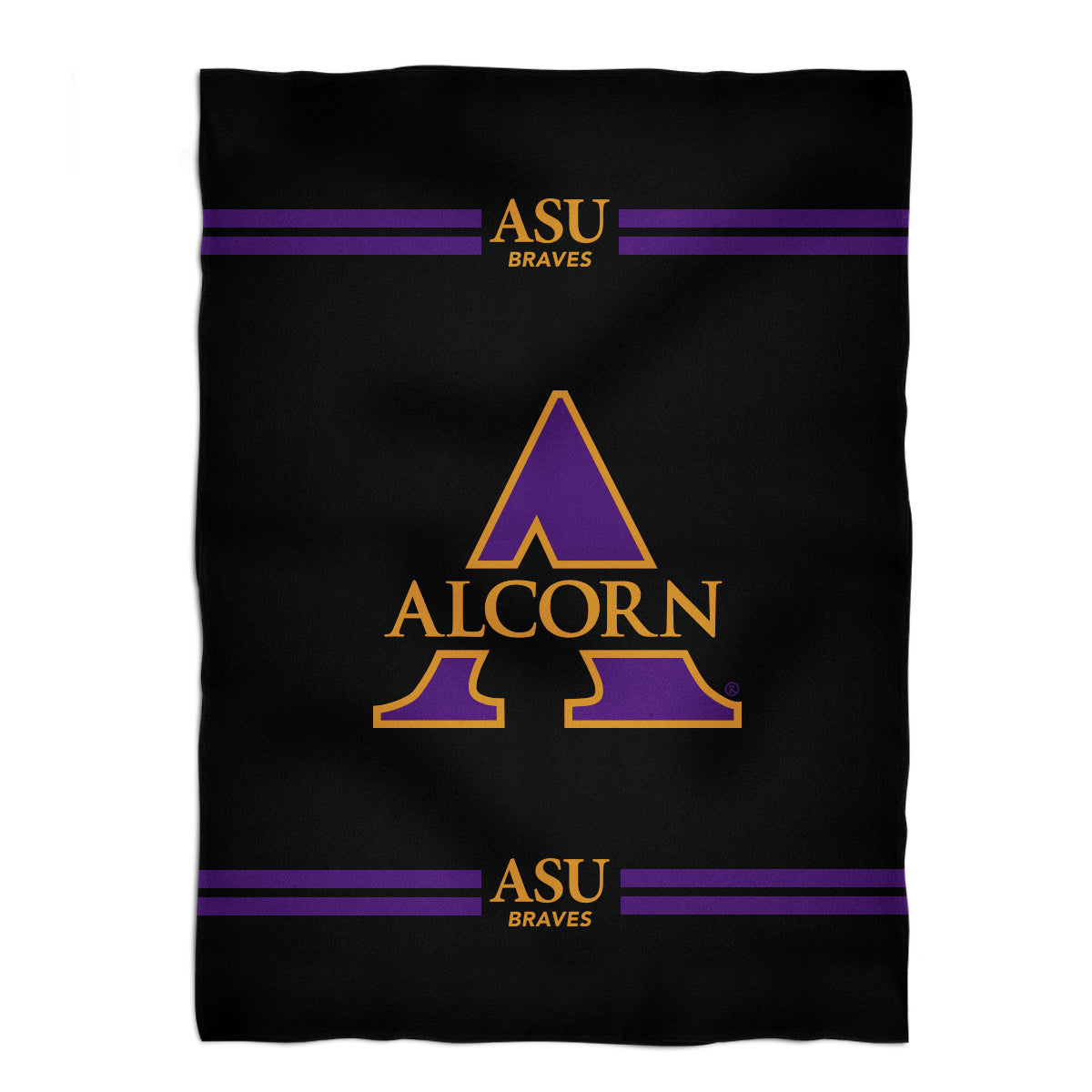 Alcorn State University Braves Game Day Soft Premium Black Throw Blanket 40 x 58 Logo & Stripes by Vive La Fete