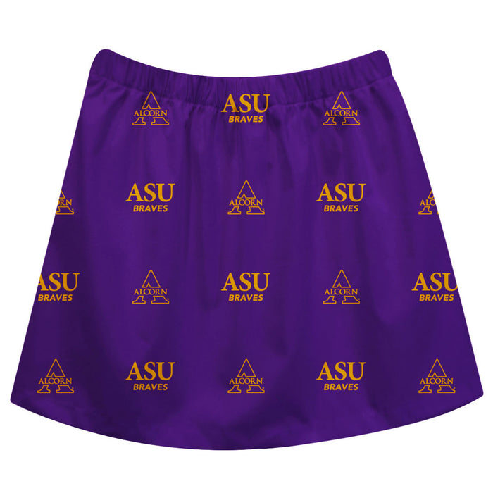 Alcorn State University Braves Vive La Fete Girls Game Day All Over Logo Elastic Waist Classic Play Purple Skirt - Vive La Fête - Online Apparel Store