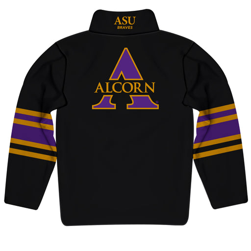 Alcorn State University Braves Vive La Fete Game Day Black Quarter Zip Pullover Stripes on Sleeves - Vive La Fête - Online Apparel Store