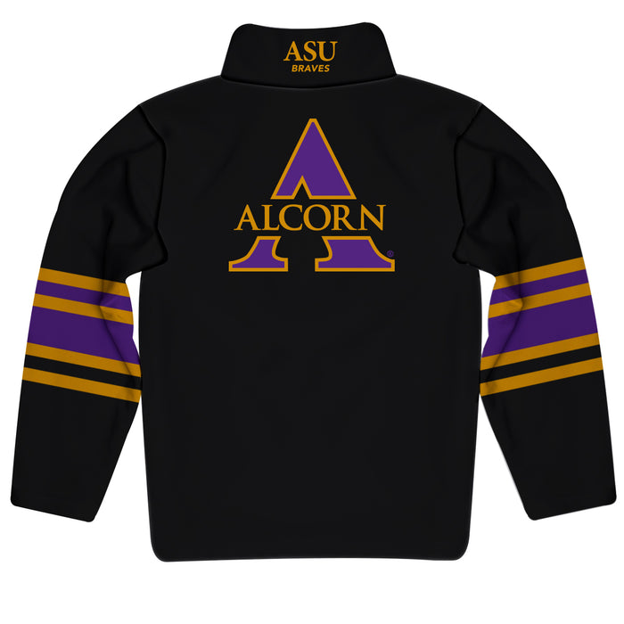 Alcorn State University Braves Vive La Fete Game Day Black Quarter Zip Pullover Stripes on Sleeves - Vive La Fête - Online Apparel Store