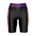 Alcorn State Braves ASU Vive La Fete Game Day Logo on Waistband and Purple Stripes Black Women Bike Short 9 Inseam