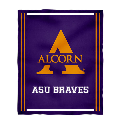 Alcorn State University Braves Vive La Fete Kids Game Day Purple Plush Soft Minky Blanket 36 x 48 Mascot