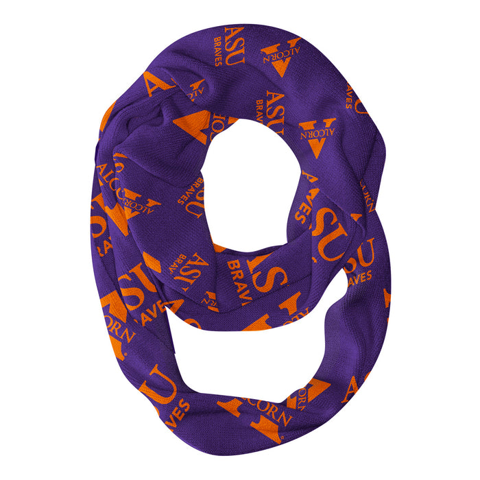 Alcorn State Braves ASU Vive La Fete Repeat Logo Game Day Collegiate Women Light Weight Ultra Soft Infinity Scarf