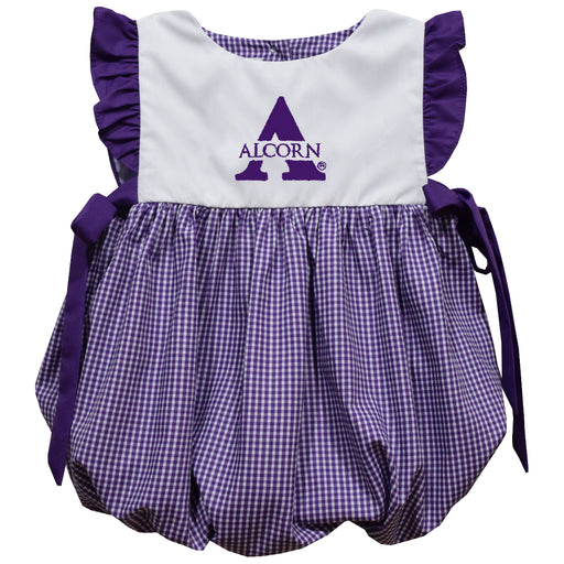 Alcorn State University Braves Embroidered Purple Gingham Girls Bubble