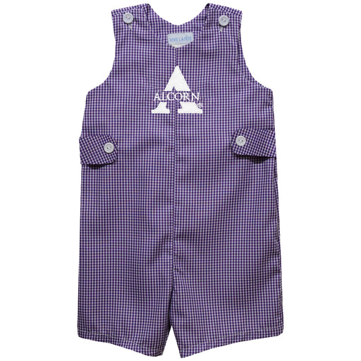 Alcorn State University Braves Embroidered Purple Gingham Boys Jon Jon