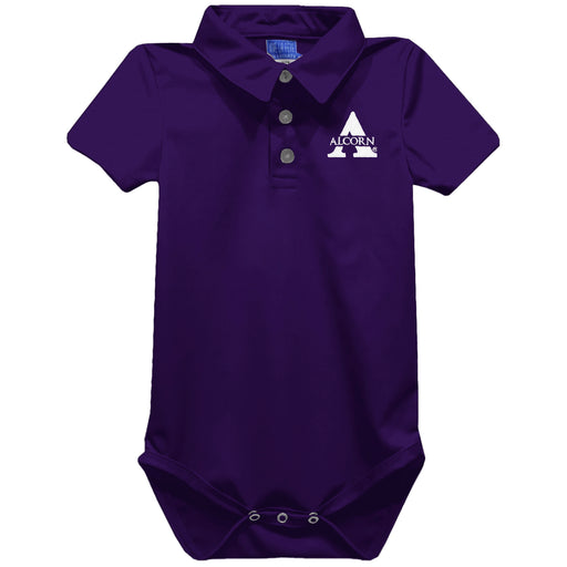 Alcorn State University Braves Embroidered Purple Solid Knit Boys Polo Bodysuit