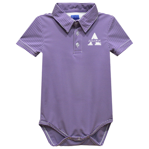 Alcorn State University Braves Embroidered Purple Stripe Knit Boys Polo Bodysuit