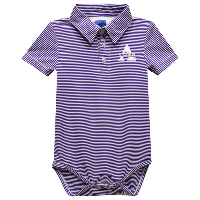 Alcorn State University Braves Embroidered Purple Stripe Knit Boys Polo Bodysuit