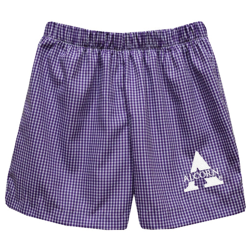 Alcorn State University Braves Embroidered Purple Gingham Pull On Short