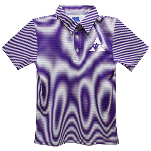 Alcorn State University Braves Embroidered Purple Stripes Short Sleeve Polo Box Shirt