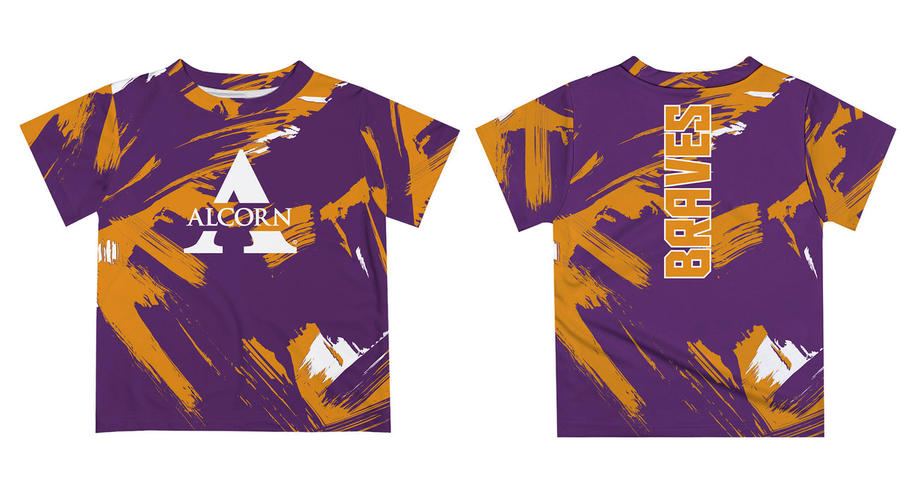 Alcorn State University Braves Vive La Fete Boys Game Day Purple Short Sleeve Tee Paint Brush - Vive La Fête - Online Apparel Store