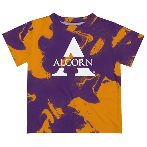 Alcorn State University Braves Vive La Fete Marble Boys Game Day Purple Short Sleeve Tee