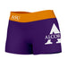 Alcorn State Braves Vive La Fete Logo on Thigh & Waistband Purple Gold Women Yoga Booty Workout Shorts 3.75 Inseam