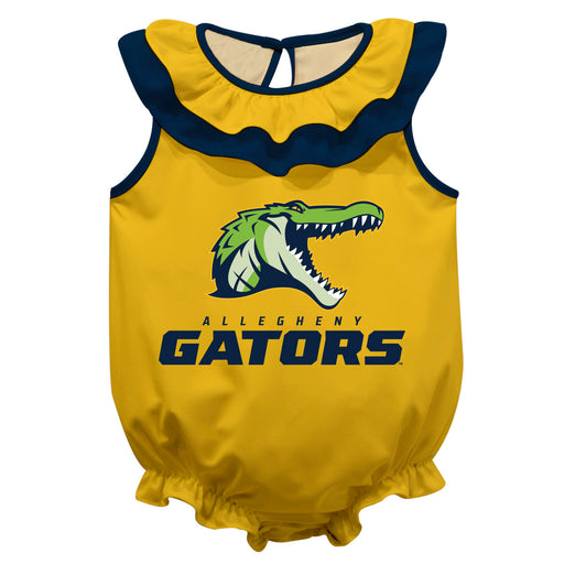 Allegheny Gators Yellow Sleeveless Ruffle Onesie Logo Bodysuit