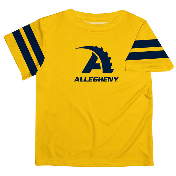 Allegheny Gators Vive La Fete Boys Game Day Yellow Short Sleeve Tee with Stripes on Sleeves