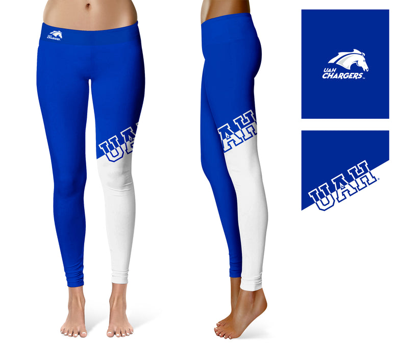 UAH Chargers Vive la Fete Game Day Collegiate Leg Color Block Women Blue White Yoga Leggings - Vive La Fête - Online Apparel Store