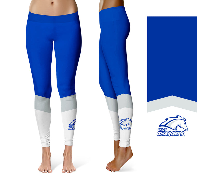 UAH Chargers Vive la Fete Game Day Collegiate Ankle Color Block Women Blue White Yoga Leggings - Vive La Fête - Online Apparel Store