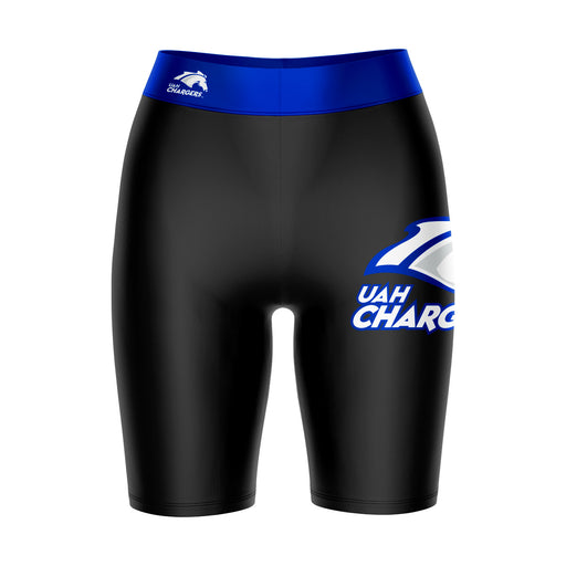 UAH Chargers Vive La Fete Game Day Logo on Thigh and Waistband Black and Blue Women Bike Short 9 Inseam"