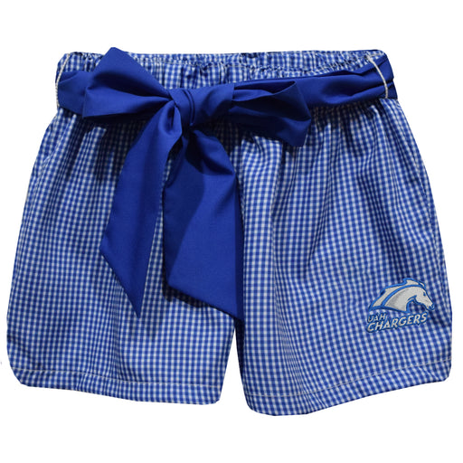 UAH Chargers Embroidered Royal Gingham Girls Short with Sash