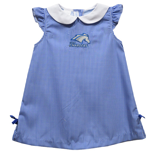 UAH Chargers Embroidered Royal Gingham A Line Dress