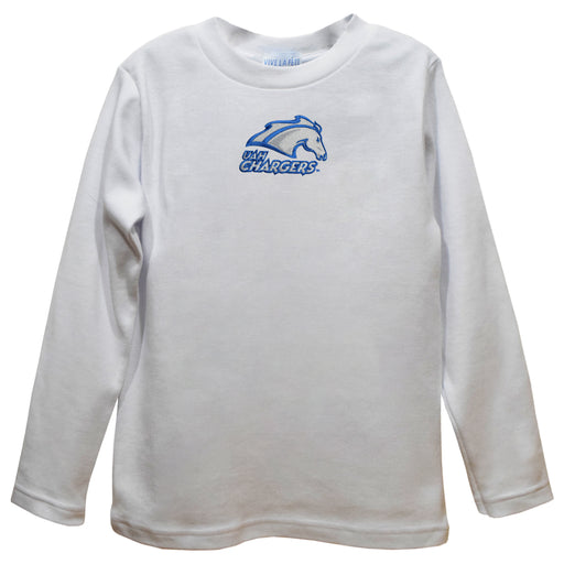 UAH Chargers Embroidered White Long Sleeve Boys Tee Shirt