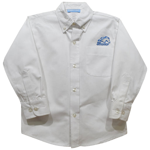 UAH Chargers Embroidered White Long Sleeve Button Down Shirt