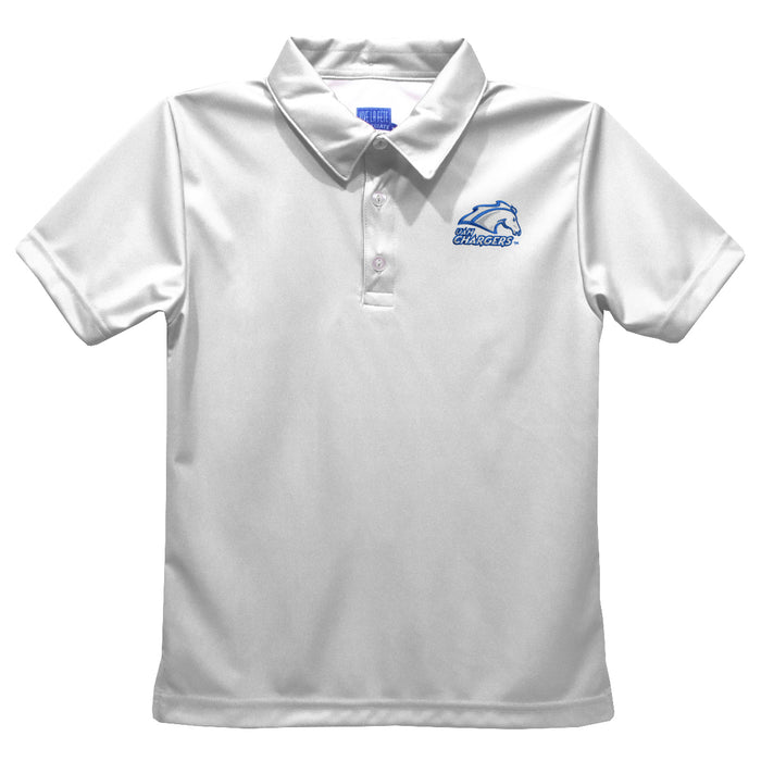 Alabama at Huntsville Chargers Embroidered White Short Sleeve Polo Box Shirt