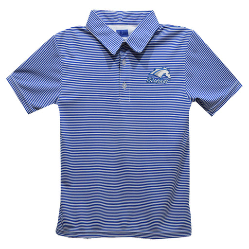 Alabama at Huntsville Chargers Embroidered Royal Stripes Short Sleeve Polo Box Shirt