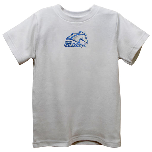 UAH Chargers  Embroidered White Short Sleeve Boys Tee Shirt