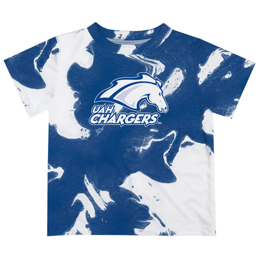 Alabama at Huntsville Chargers Vive La Fete Marble Boys Game Day Blue Short Sleeve Tee