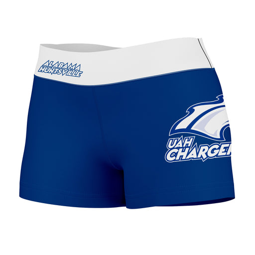 UAH Chargers Vive La Fete Logo on Thigh & Waistband Blue White Women Yoga Booty Workout Shorts 3.75 Inseam"