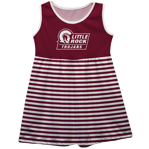 UA Little Rock Tojans UALR Vive La Fete Girls Game Day Sleeveless Tank Dress Solid Maroon Logo Stripes on Skirt - Vive La Fête - Online Apparel Store