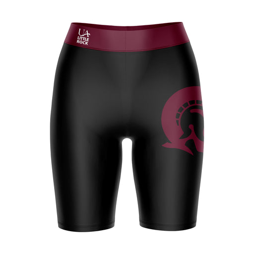 Little Rock Trojans UALR Vive La Fete Game Day Logo on Thigh and Waistband Black and Maroon Women Bike Short 9 Inseam"