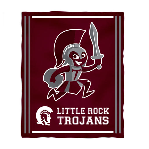 UA Little Rock Trojans UALR Vive La Fete Kids Game Day Maroon Plush Soft Minky Blanket 36 x 48 Mascot