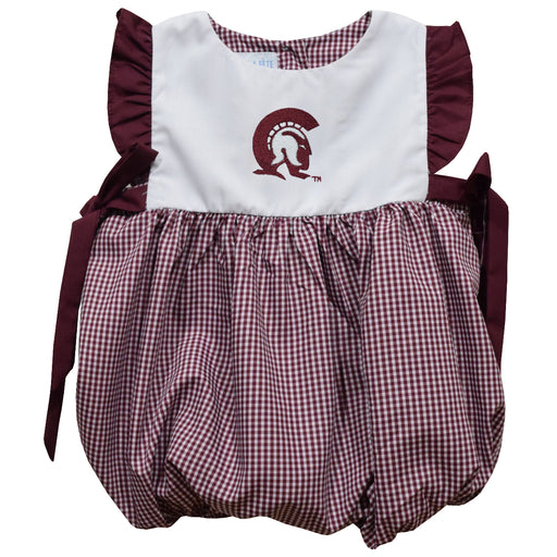 UA Little Rock Trojans UALR Embroidered Maroon Gingham Short Sleeve Girls Bubble