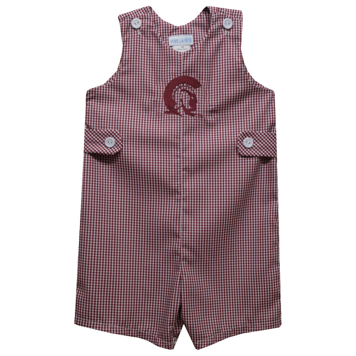 UA Little Rock Trojans UALR Embroidered Maroon Gingham Boys Jon Jon