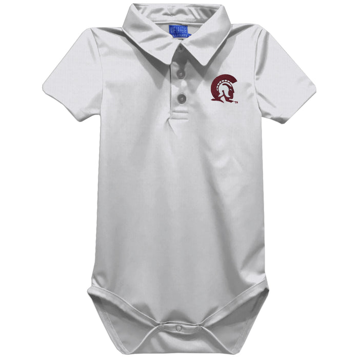 UA Little Rock Trojans UALR Embroidered White Solid Knit Polo Onesie