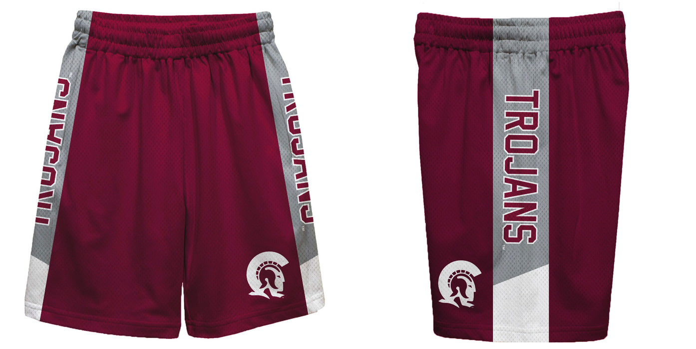 Little Rock Trojans UALR Vive La Fete Game Day Maroon Stripes Boys Solid Gray Athletic Mesh Short - Vive La Fête - Online Apparel Store