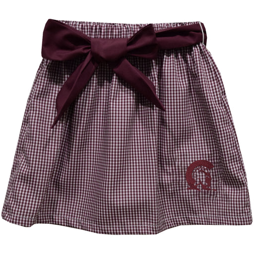 UA Little Rock Trojans UALR Embroidered Maroon Gingham Skirt With Sash