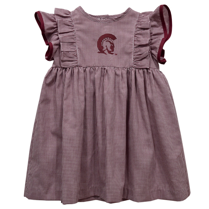 UA Little Rock Trojans UALR Embroidered Maroon Gingham Ruffle Dress