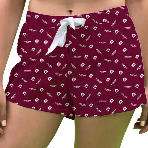 Little Rock Trojans UALR Vive La Fete Game Day All Over Logo Women Maroon Lounge Shorts