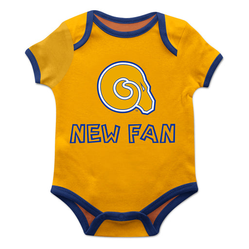 Albany State Rams Vive La Fete Infant Game Day Yellow Short Sleeve Onesie New Fan Logo and Mascot Bodysuit