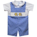 Albany State University Rams Smocked Royal Gingham Jon Jon And Short Sleeve White Shirt