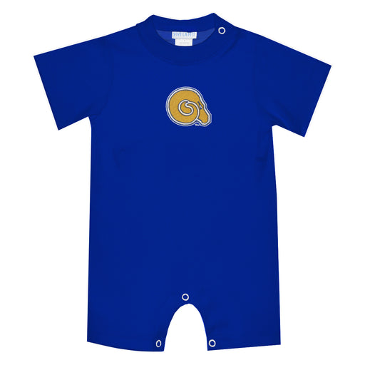 Albany State Rams ASU Embroidered Royal Knit Short Sleeve Boys Romper