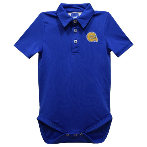 Albany State Rams ASU Embroidered Royal Solid Knit Polo Onesie