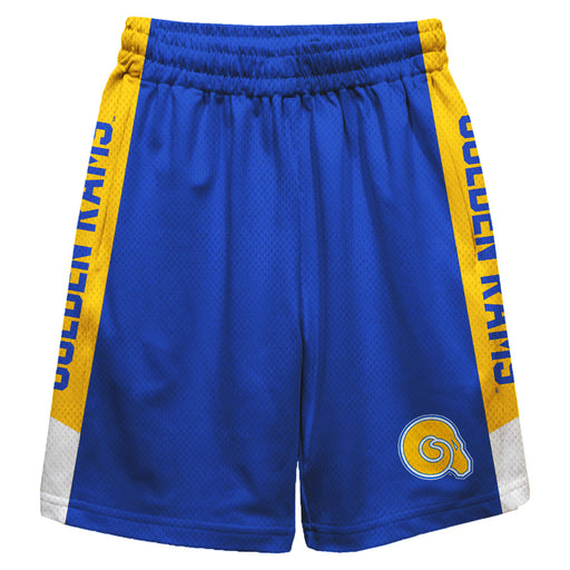Albany State Rams Vive La Fete Game Day Blue Stripes Boys Solid Gold Athletic Mesh Short