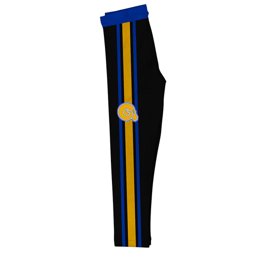 Albany State Rams Vive La Fete Girls Game Day Black with Blue Stripes Leggings Tights